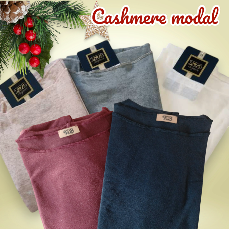 Manica lunga collo a barchetta in cashmere modal